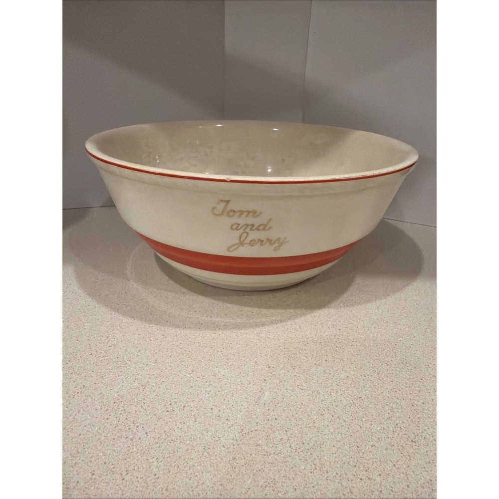 Vintage Tom and Jerry Punch Bowl Set 5 Universal Potteries 22 Carat Gold